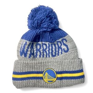 NWOT New Era Youth NBA Warriors Pom Pom Beanie Hat